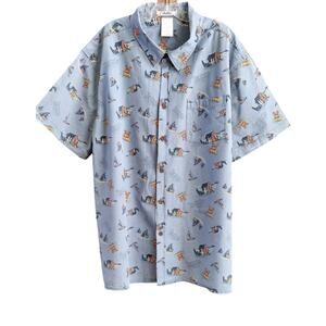 Disney Parks MICKEY MOUSE TIKI ALOHA Hawaiian Shirt Blue Mens XXL